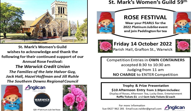 See more info about St Mark’s Women’s Guild 59th Rose Festival in Warwick